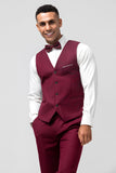 Burgundy 3 Pieces Peak Lapel Men's Prom Suits