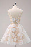 Cute White Corset A-Line Short Prom Dress with Sequins