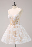 Cute White Corset A-Line Short Prom Dress with Sequins