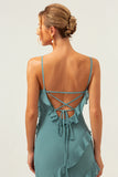 Eucalyptus Spaghetti Straps Ruffled Sheath Chiffon Bridesmaid Dress