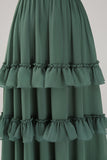 Eucalyptus A-Line V-Neck Tiered Chiffon Bridesmaid Dress