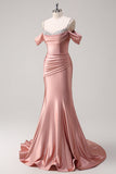 Glitter Blush Spaghetti Straps Mermaid Long Prom Dress