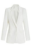 White Slim Fitted Midi Women's Formal Blazer