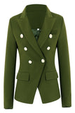 Army Green Double Breasted Fitted Women's Blazer