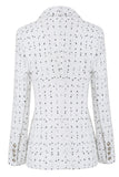 White Double Breasted Dotted Women's Blazer