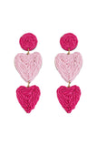 Cute Fuchsia Heart-shaped Braided Earrings