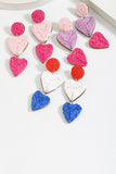 Cute Fuchsia Heart-shaped Braided Earrings