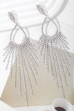 Glitter Silver Rhinestones Drop Earrings