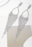 Glitter Silver Rhinestones Drop Earrings