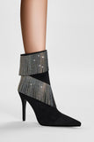 Glitter Black Ankle Boots Beading with Tassels