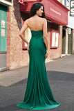 Green Mermaid Applique Sweetheart V-Neck Prom Dress with Slit