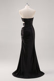 Glitter Black Sweetheart Cut Out Mermaid Prom Dress with Slit