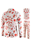 White Printed 3-Piece Christmas Men Suit