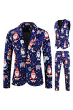 Navy Santa Claus 3-Piece Men's Suit for Christmas