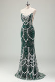 Luxury Black Strapless Beaded Mermaid Prom Dress