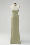 Halter Sheath Satin Wedding Guest Dress with Bow