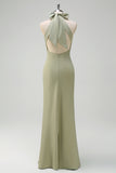 Halter Sheath Satin Wedding Guest Dress with Bow