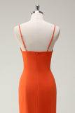 Sunset Spaghetti Straps Corset Ruffled Sheath Bridesmaid Dress