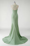 Glitter Green Mermaid V-Neck Flower Prom Dress