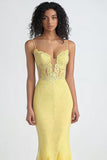 Daffodil Lace Spaghetti Straps Mermaid Formal Dress