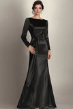 Elegant Satin Mermaid Black Mother of the Bride Dress with Sash