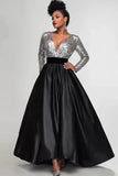 Sparkly Black Silver A-Line Satin Mother of the Bride Dress