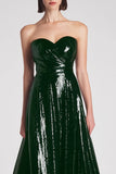 Sweetheart Dark Green Sequin A-Line Formal Dress