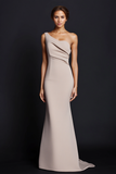 Khaki Mermaid One Shoulder Floor length Formal Dress