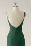 Mermaid Dark Green Ruched Bridesmaid Dress with Slit