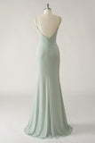 Mermaid Dark Green Ruched Bridesmaid Dress with Slit