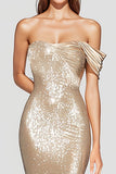 Sparkly Champagne Sequined Mermaid Formal Dress