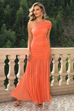 Sunset Mermaid One Shoulder Ruched Long Formal Dress