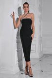 Black One Shoulder Bodycon Long Party Dress