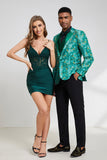 Sheath Spaghetti Straps Dark Green Prom Dress with Beading