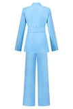 Blue 2 piece Women's Suits with Belt