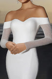 Elegant Ivory Off the Shoulder Mermaid Matte Satin Wedding Dress