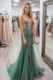 Agave Sheath Strapless V Neck Applique Prom Dress