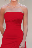 Gorgeous Red Strapless Satin A-Line Red Carpet Dress