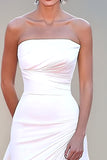 Gorgeous Red Strapless Satin A-Line Red Carpet Dress