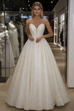 Sparkly Ivory Ball Gown Strapless Sweetheart Floor Length Prom Dress