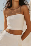 White 2-Piece Strapless Short Graduation Dress