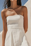 Strapless White A Line Short Graduation Dress