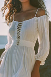 Boho White Cold Shoulder A Line Short Graduation Dress