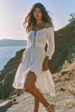 Boho White Cold Shoulder A Line Short Graduation Dress