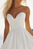 White A Line Sweetheart Tea Length Graduation Dress