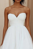 Tulle Sweetheart White A Line Long Graduation Dress