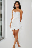 Chic High Low White Sweetheart Graduation Dress with Ruffles