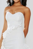 Chic High Low White Sweetheart Graduation Dress with Ruffles