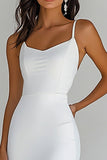 Chiffon Sheath White Spghetti Straps Graduation Dress