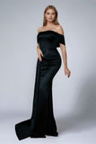 Black Off the Shoulder Mermaid Formal Dress with Side Cape